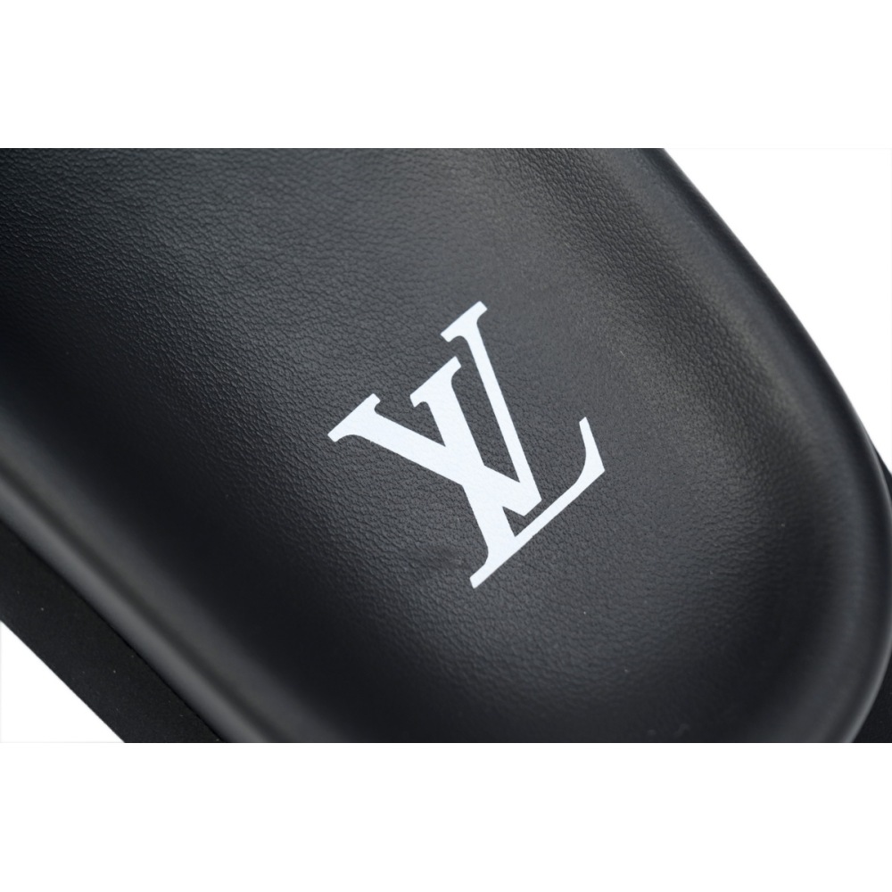 LOUIS VUITTON Miami Velcro Flip Flops Flocking blackslide