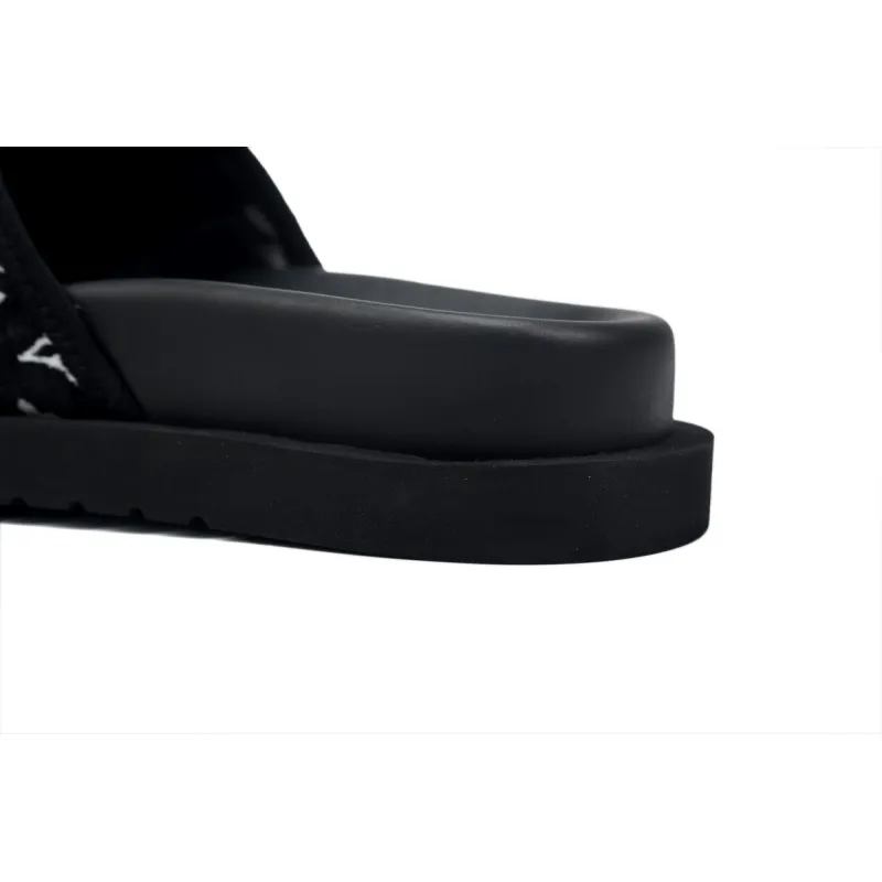 LOUIS VUITTON Miami Velcro Flip Flops Flocking blackslide