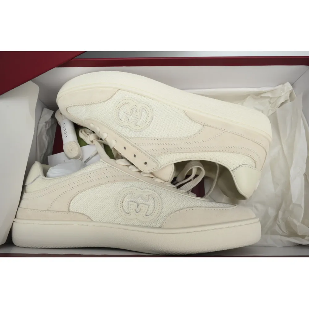 Gucci Interlocking White Suede