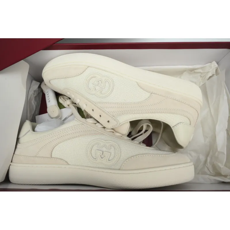 Gucci Interlocking White Suede