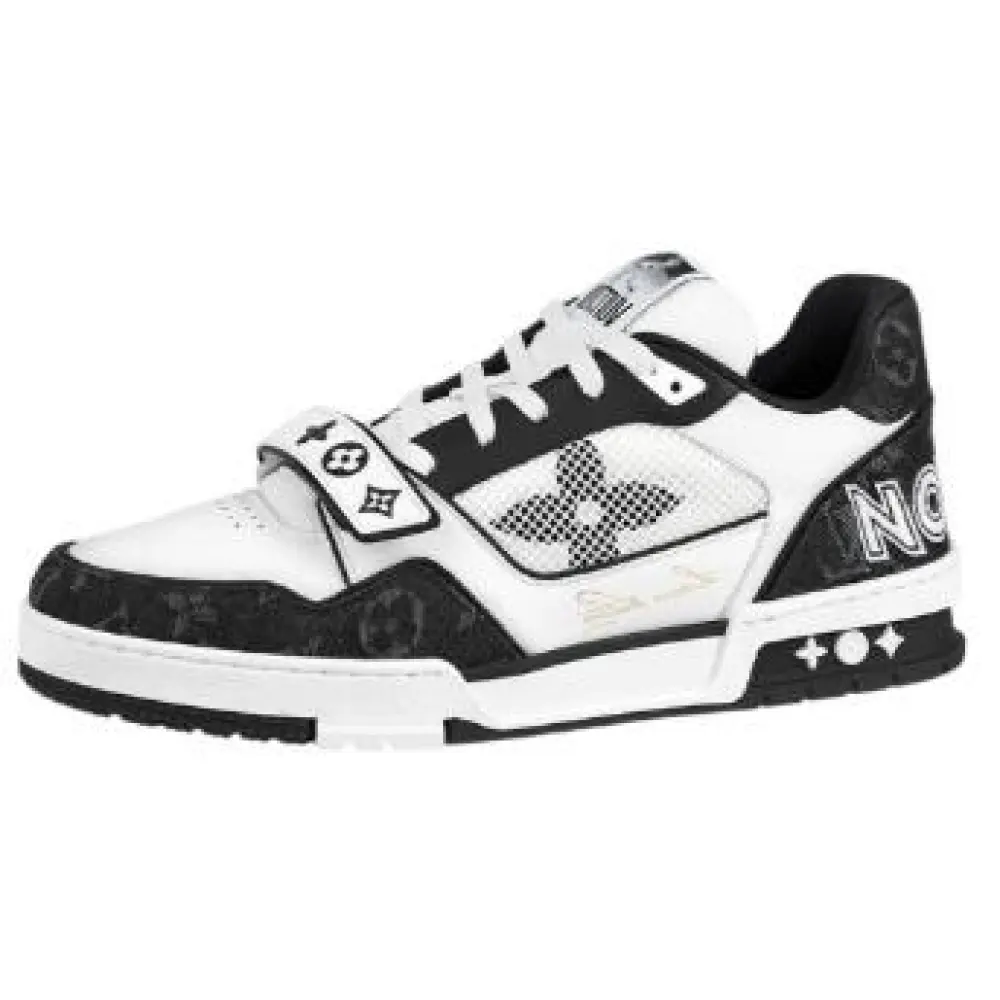 Louis Vuitton LV Trainer Velcro Strap Monogram Denim Black White 1A9ZAU 