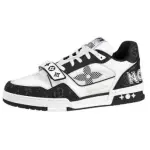 Louis Vuitton LV Trainer Velcro Strap Monogram Denim Black White 1A9ZAU 