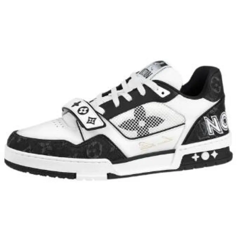 Louis Vuitton LV Trainer Velcro Strap Monogram Denim Black White 1A9ZAU 