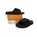 LOUIS VUITTON Miami Velcro Flip Flops Black denim fabricslide
