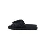 LOUIS VUITTON Miami Velcro Flip Flops Black denim fabricslide