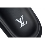 LOUIS VUITTON Miami Velcro Flip Flops Black embossingslide