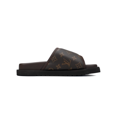 LOUIS VUITTON Miami Velcro Flip Flops Coffee colored presbyopiaslide 02
