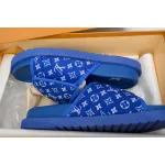 LOUIS VUITTON Miami Velcro Flip Flops Flocking blueslide