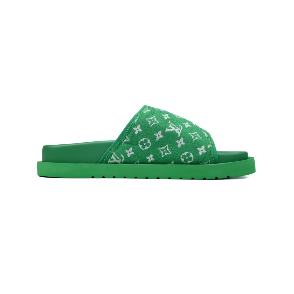 LOUIS VUITTON Miami Velcro Flip Flops Flocking greenslide