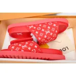 LOUIS VUITTON Miami Velcro Flip Flops Flocking redslide