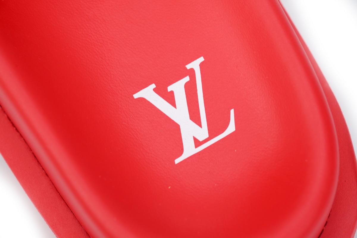 LOUIS VUITTON Miami Velcro Flip Flops Flocking redslide