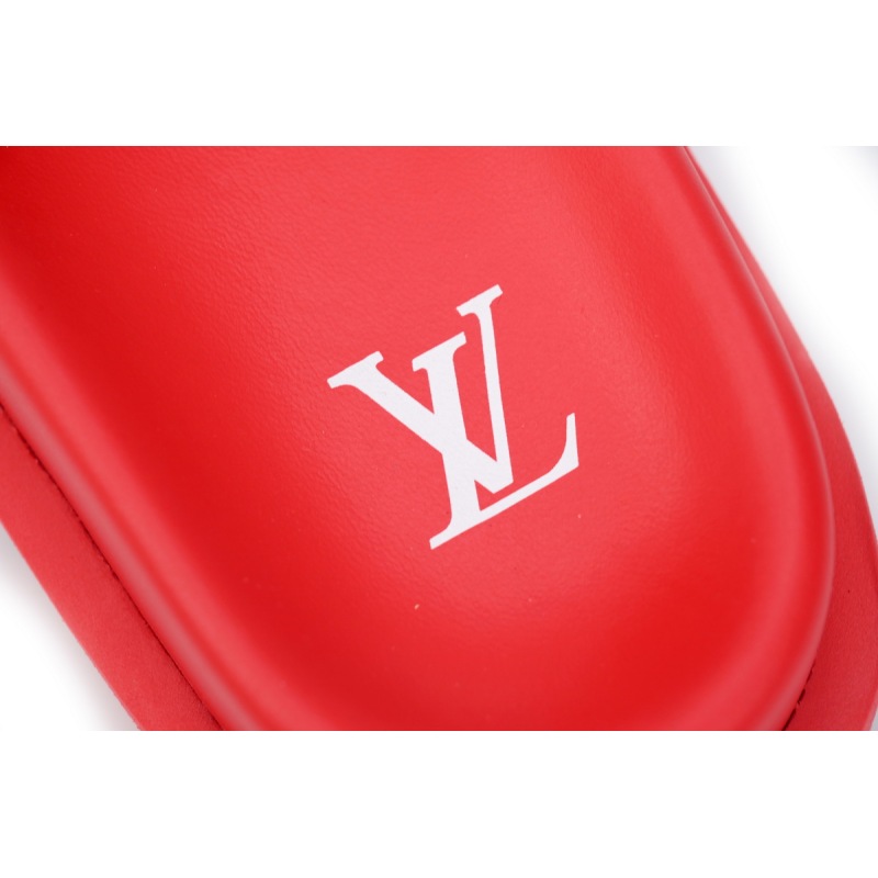 LOUIS VUITTON Miami Velcro Flip Flops Flocking redslide