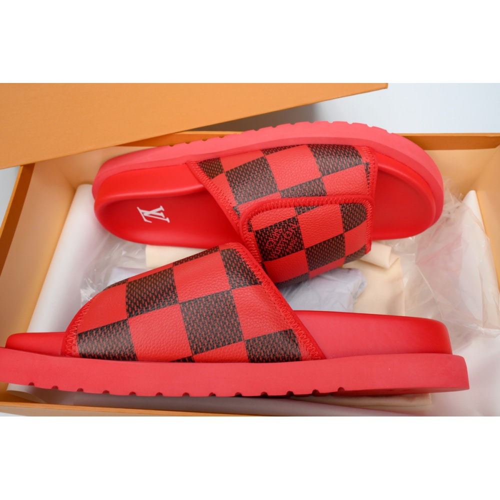 LOUIS VUITTON Miami Velcro Flip Flops Red presbyopiaslide