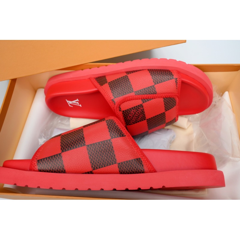 LOUIS VUITTON Miami Velcro Flip Flops Red presbyopiaslide