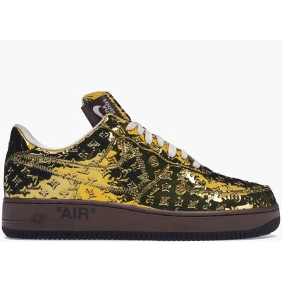 Louis Vuitton Nike Air Force 1 Low By Virgil Abloh Metallic Gold  01