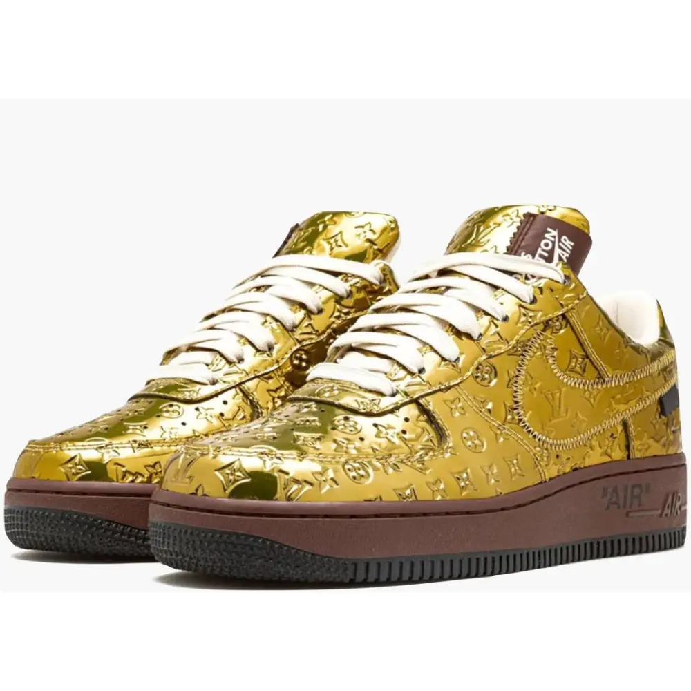 Louis Vuitton Nike Air Force 1 Low By Virgil Abloh Metallic Gold 