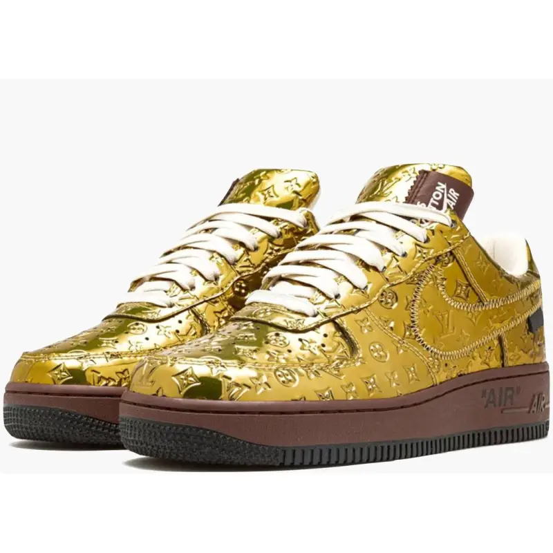 Louis Vuitton Nike Air Force 1 Low By Virgil Abloh Metallic Gold 