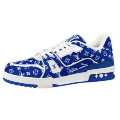 Louis Vuitton Trainer Blue Monogram Textile 1ABFRQ 01
