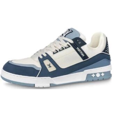 Louis Vuitton Trainer White Blue  01