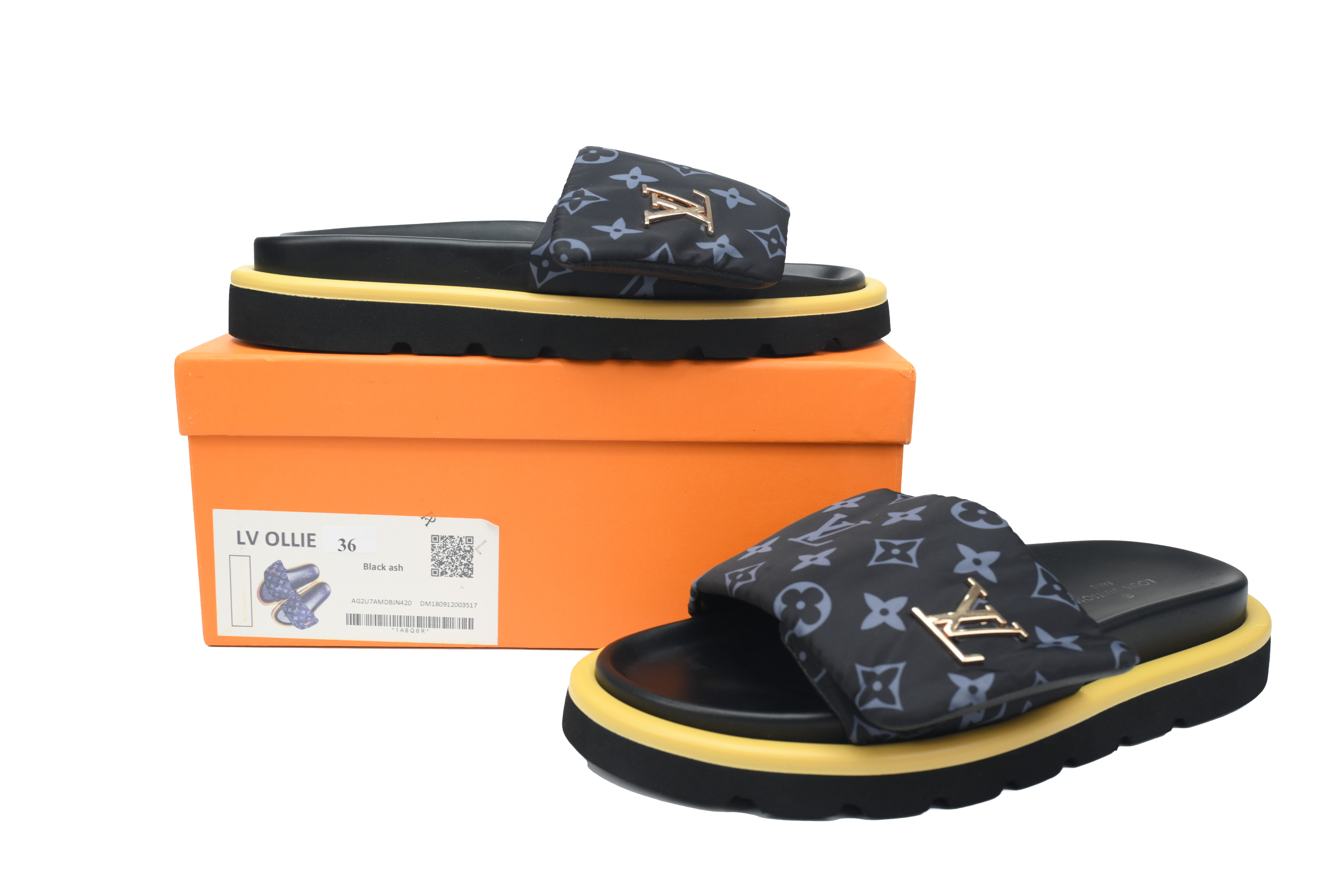 Louis Vuitton Pool Pillow Flat Comfort Mule Black and Grey Metal Label