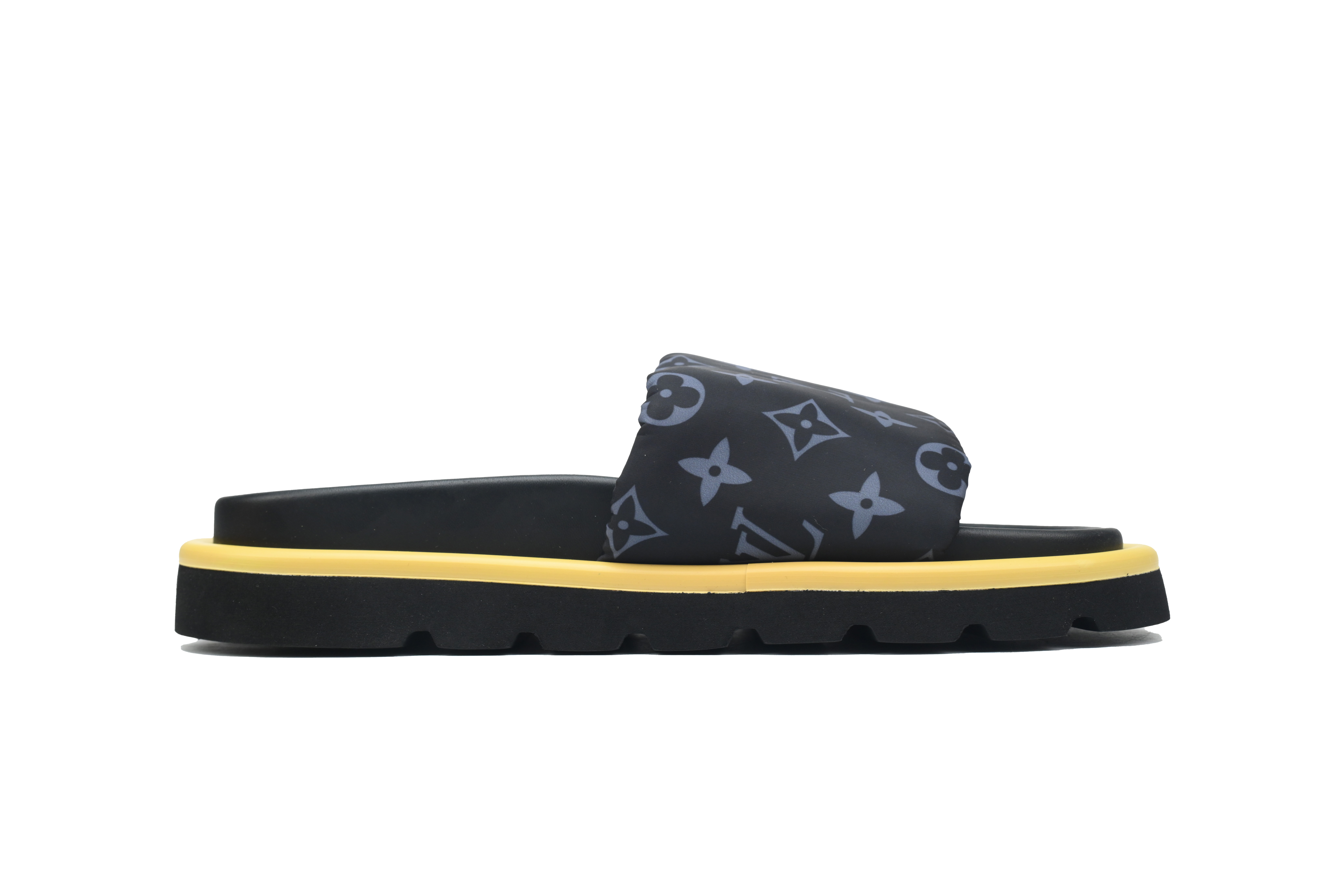 Louis Vuitton Pool Pillow Flat Comfort Mule Black and Grey Metal Label