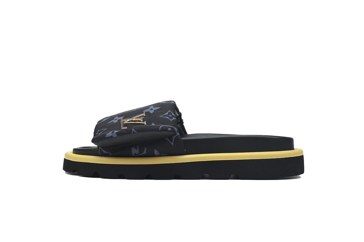 Louis Vuitton Pool Pillow Flat Comfort Mule Black and Grey Metal Label