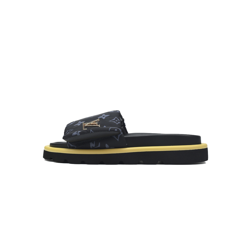 Louis Vuitton Pool Pillow Flat Comfort Mule Black and Grey Metal Label