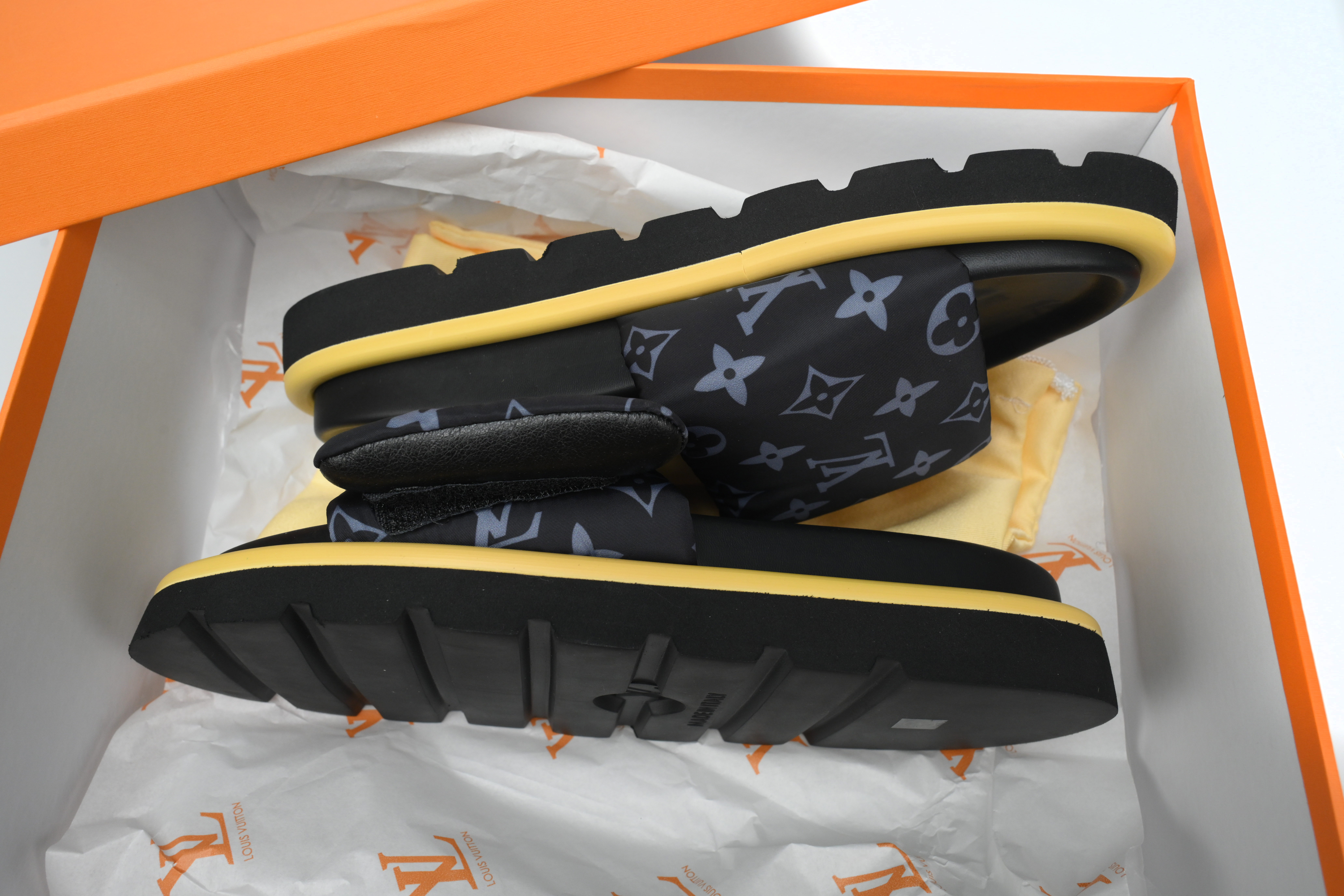 Louis Vuitton Pool Pillow Flat Comfort Mule Black and Grey Metal Label