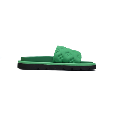 Louis Vuitton Pool Pillow Flat Comfort Mule Black Green Cloth 02