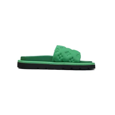 Louis Vuitton Pool Pillow Flat Comfort Mule Black Green Cloth 02