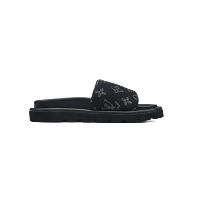 Louis Vuitton Pool Pillow Flat Comfort Mule Black Label Denim 02