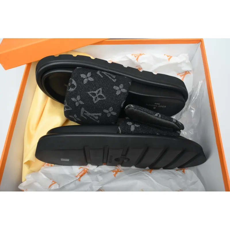 Louis Vuitton Pool Pillow Flat Comfort Mule Black Label Denim