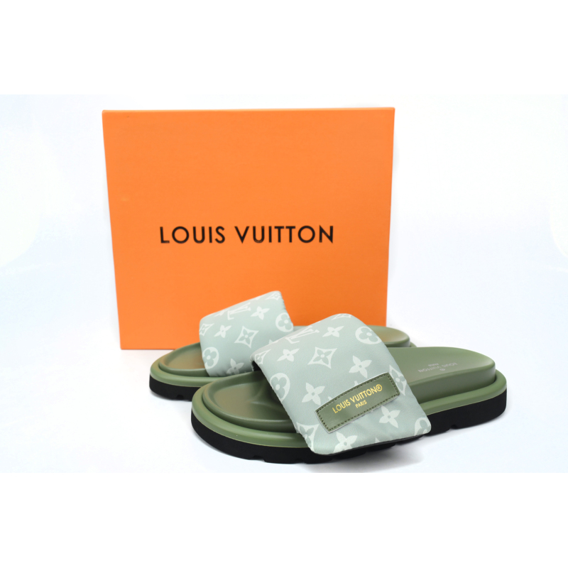 Louis Vuitton Pool Pillow Flat Comfort Mule Green Label Light Green Denim