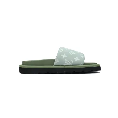 Louis Vuitton Pool Pillow Flat Comfort Mule Green Label Light Green Denim 02