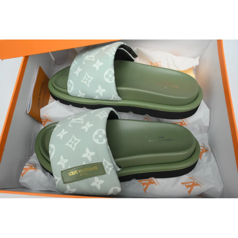 Louis Vuitton Pool Pillow Flat Comfort Mule Green Label Light Green Denim