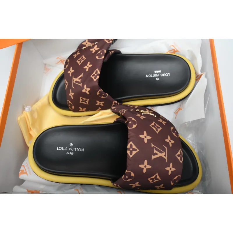 Louis Vuitton Pool Pillow Flat Comfort Mule Metal Label Brown