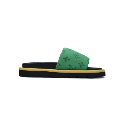 Louis Vuitton Pool Pillow Flat Comfort Mule Yellow Label Green Denim 02
