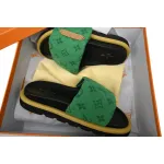 Louis Vuitton Pool Pillow Flat Comfort Mule Yellow Label Green Denim