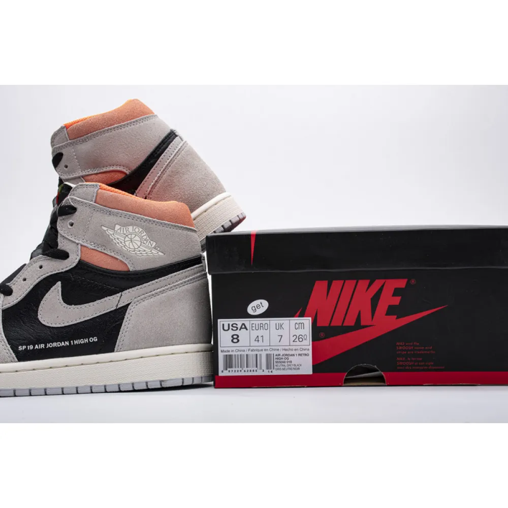 Air Jordan 1 Retro High Neutral Grey Hyper Crimson  555088-018 
