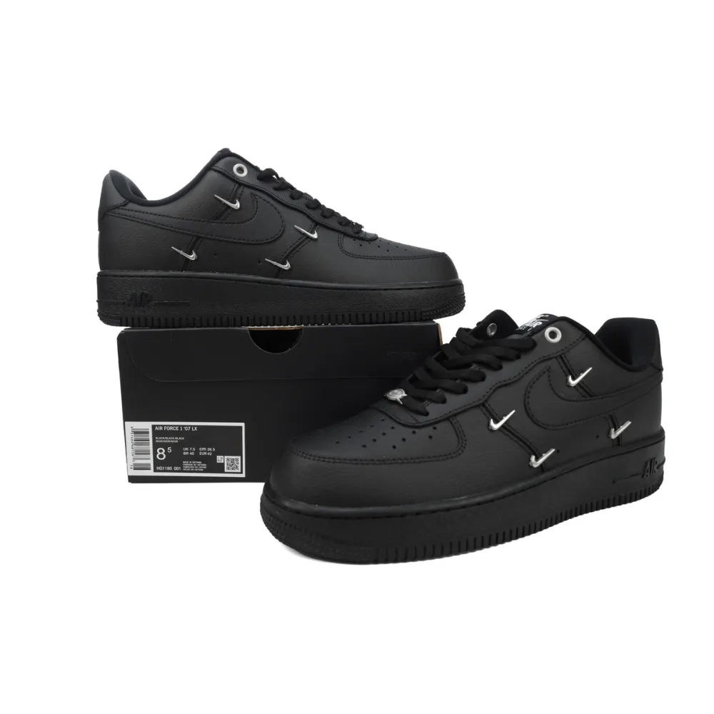 Nike Air Force 1 Low Black Silver Mini Swoosh  HQ1180-001