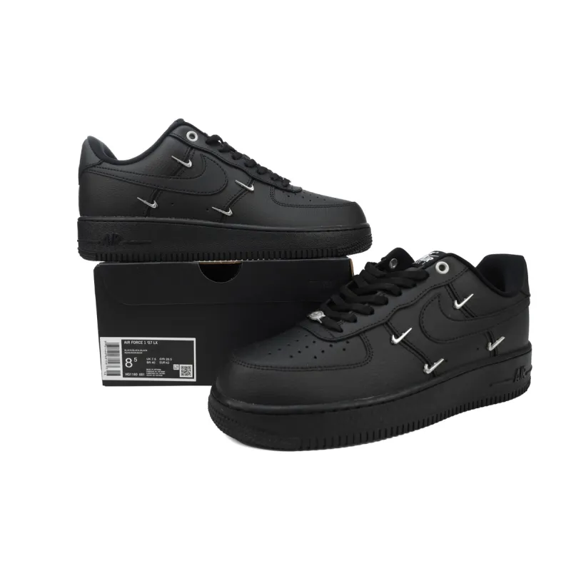 Nike Air Force 1 Low Black Silver Mini Swoosh  HQ1180-001