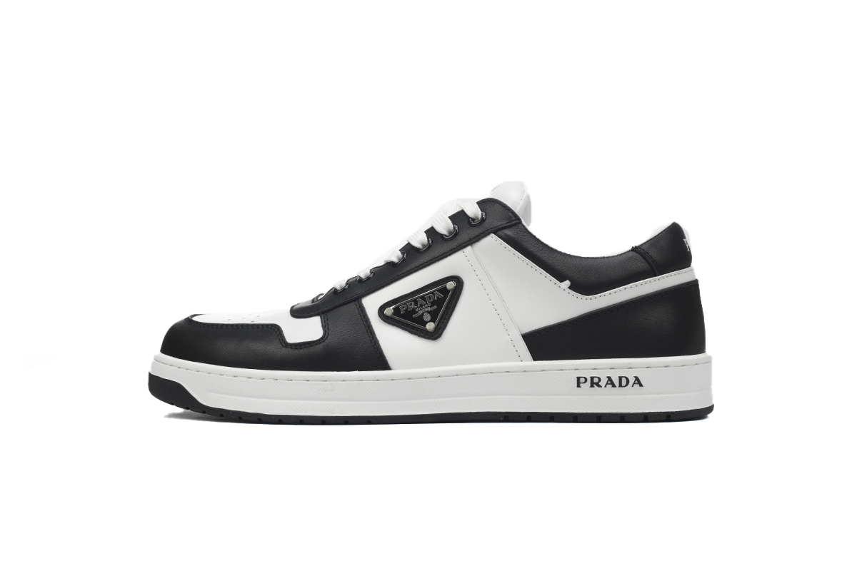 Prada Downtown Low Top Sneakers Leather White Black  2EE364_3LKG_F0964