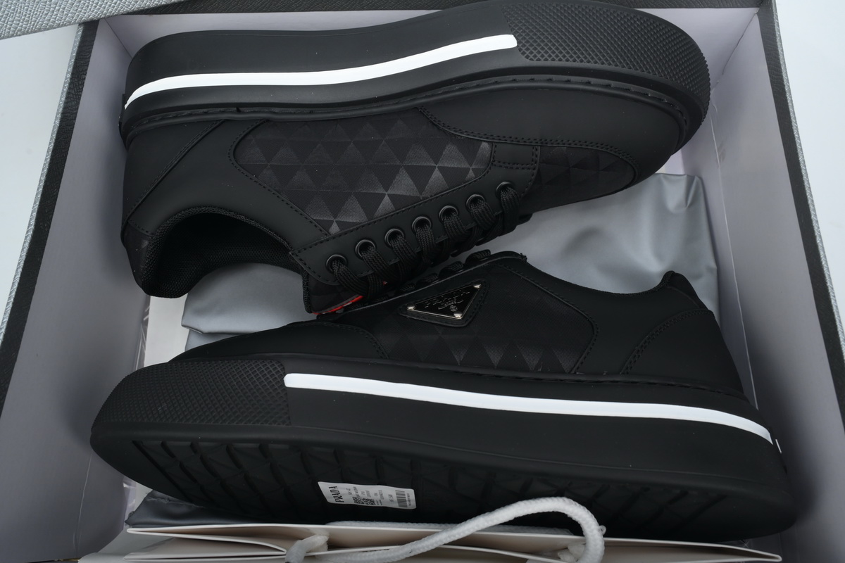 Prada Macro Re-nylon And Brushed Leather Sneakers Black