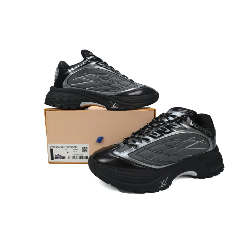 LOUIS VUITTON Discovery Lace Up Black and White Silver