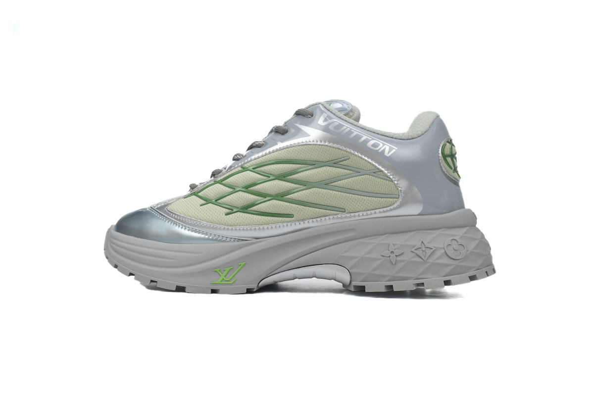 LOUIS VUITTON Discovery Lace Up White Silver Green