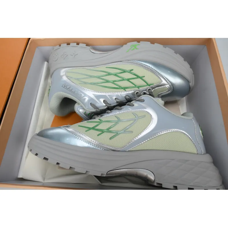LOUIS VUITTON Discovery Lace Up White Silver Green