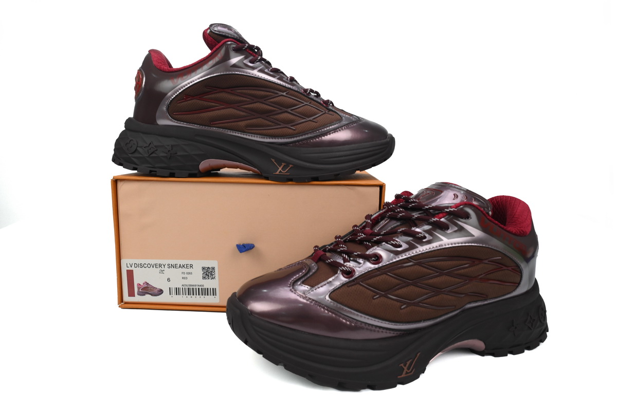 LOUIS VUITTON Discovery Lace Up Wine Red