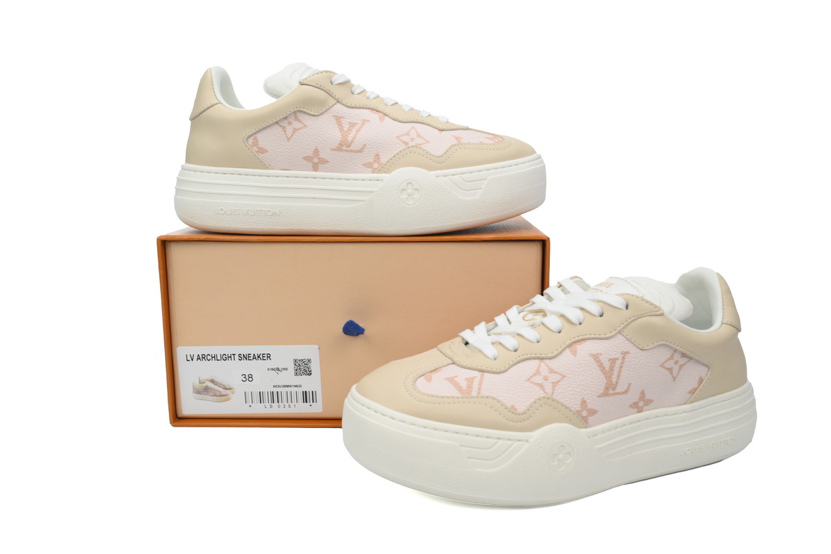 LOUIS VUITTON Groovy Platform Sneaker Pink Brown  1ACSVV 