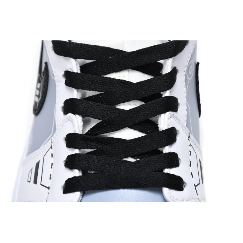  Air Jordan 1 Mid PS5 White Grey Black   554724-130