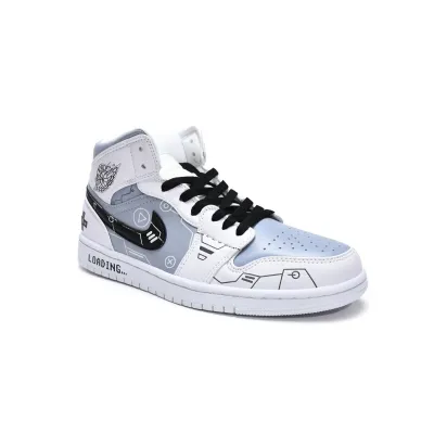  Air Jordan 1 Mid PS5 White Grey Black   554724-130 02